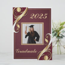 Maroon Gold White Abschluss 2025