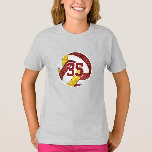 Maroon golden ihr Volleyballteam Farben nach Maß T-Shirt (Vorderseite)
