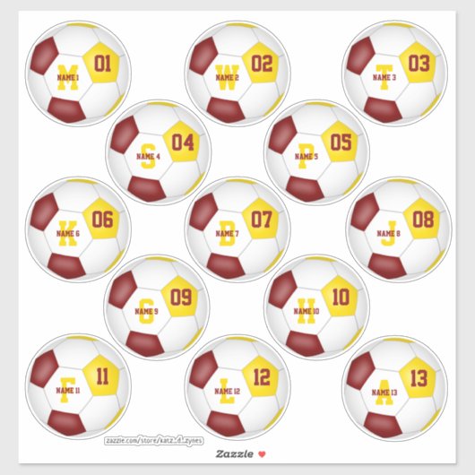 Maroon-Goldfußballmannschaft färbt Kinder Set von Aufkleber (Blatt)