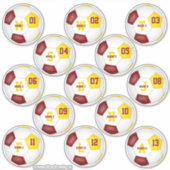 Maroon-Goldfußballmannschaft färbt Kinder Set von Aufkleber (Vorderseite)