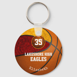 Maroon Goldschule färbt Mädchenbasketball Schlüsselanhänger