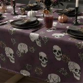 Maroon Gothic Skulls und Rose Halloween Tischdecke