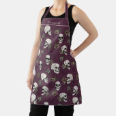 Maroon Gothic Skulls und Rose Individuelle Name Schürze (InSitu)