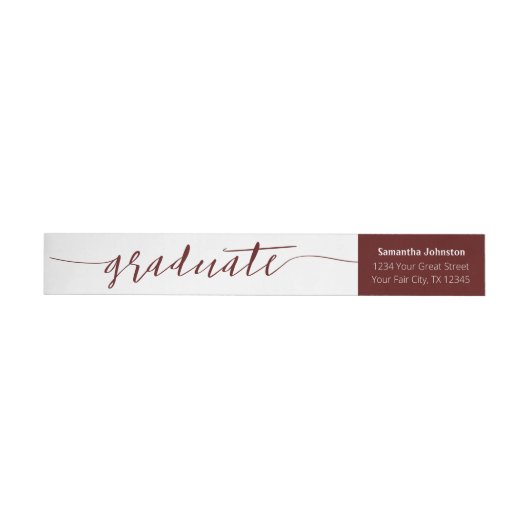 Maroon Graduate Script Modern Wrap Um Label (Person)