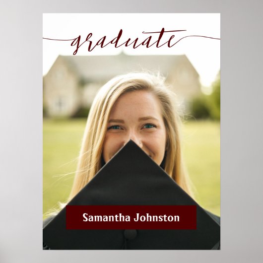 Maroon Graduate Script Modernes Foto Poster (Vorne)