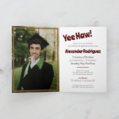 Maroon Graduation Cap Cowboy Boot Arrangement Einladung (Innenseite)