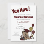 Maroon Graduation Cap Cowboy Boot Arrangement Einladung (Vorderseite)