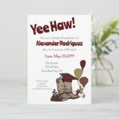Maroon Graduation Cap Cowboy Boot Arrangement Einladung (Stehend Vorderseite)