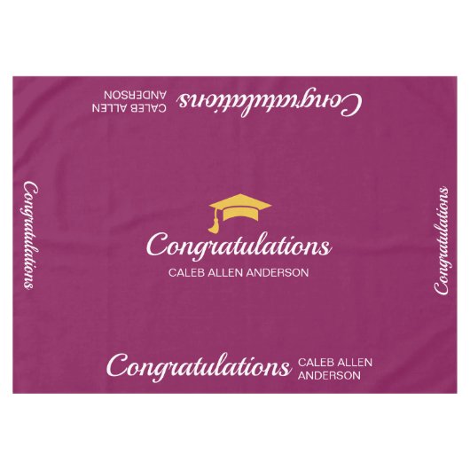 Maroon Graduation Cap Tablecloth Tischdecke (Vorderseite (Horizontal))