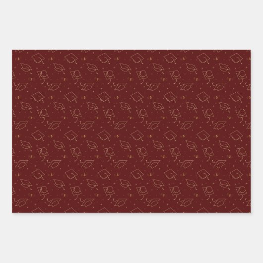 Maroon Graduation Cap Toss Geschenkpapier Set (Vorderseite 2)