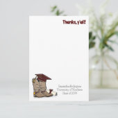 Maroon Graduation Cap und Cowboy Boot Dankeskarte (Stehend Vorderseite)