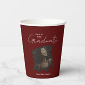 Maroon Graduation Customizable Photo and Text Pappbecher (Rückseite)