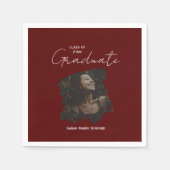 Maroon Graduation Customizable Photo and Text Serviette (Vorderseite)