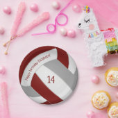 Maroon Grau Teeny Volleyball Party Pappteller (Party)