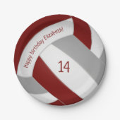 Maroon Grau Teeny Volleyball Party Pappteller (Vorderseite)