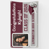 Maroon, Grau, Weißer Vinyl Abschluss Banner (Vertikal)