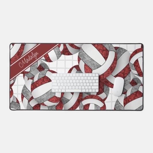 Maroon-Graubälle-Muster personalisiert Schreibtischunterlage (Tastatur & Maus)