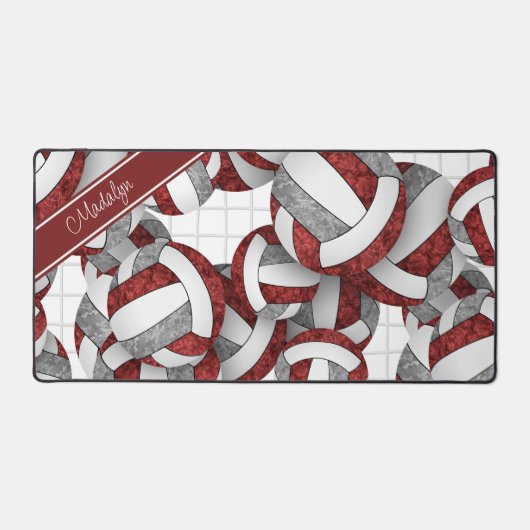 Maroon-Graubälle-Muster personalisiert Schreibtischunterlage (Vorderseite)