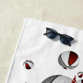 Maroon graue Basketbälle Stars Mädchen mit Monogra Strandtuch (Beispiel)