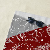 Maroon graue Boho blumenpaisley Muster Volleyball Strandtuch (Beispiel)