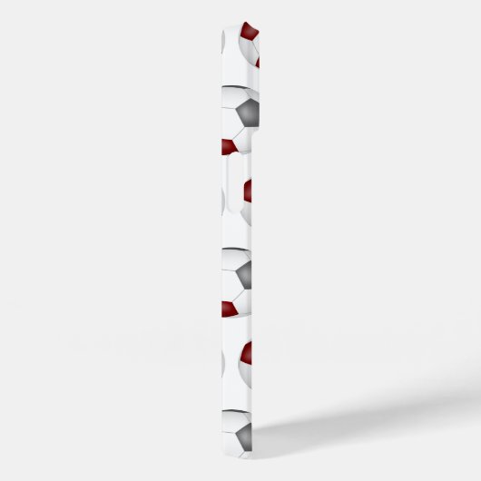 Maroon graue Fußballbälle Muster mit Monogramm Case-Mate iPhone Hülle (Rückseite / Rechts)