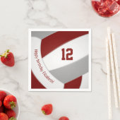 Maroon graue Girls Jungs Volleyball Party Serviette (Beispiel)