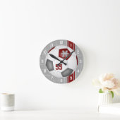 Maroon graue Mannschaft Farben Vielfalt Streifen F Runde Wanduhr (Zuhause)