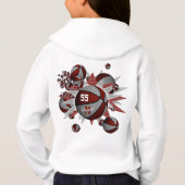 Maroon Graue Mannschaft färbt Mädchen Basketballst Hoodie (Rückseite)