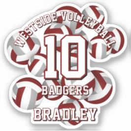 Maroon graue Mannschaft färbt Volleyballs Kinder N Aufkleber