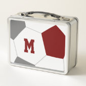 Maroon graue Mannschaftsfarben Fußballspieler mit  Metall Brotdose (Rückseite)