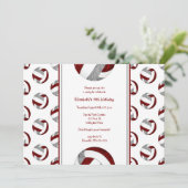 Maroon graue sportliche Mädchen Volleyball Geburts Einladung (Stehend Vorderseite)