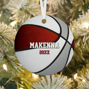 maroon graue Teamfarben Andenken Basketball Ornament Aus Metall