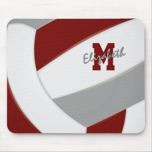 maroon graue Teamfarben personalisierter Volleybal Mousepad