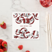 Maroon graue Volleyballs Jungs Geburtstagsparty Serviette (Beispiel)