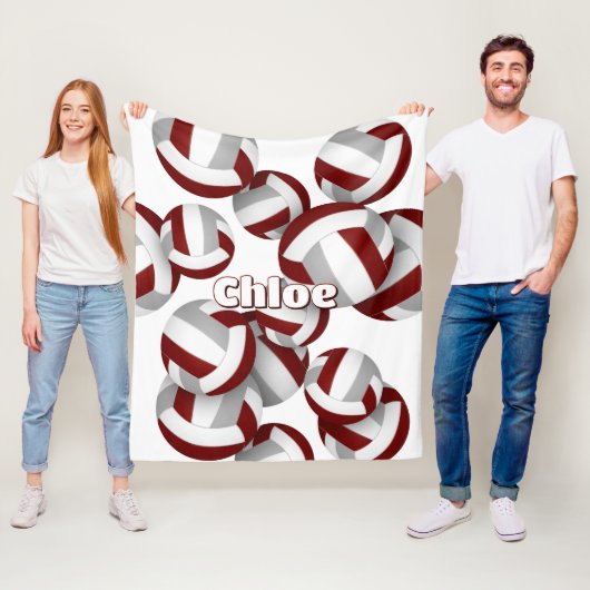 Maroon graue Volleyballs Mädcheneinrichtung Fleecedecke (Beispiel)