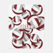 Maroon graue Volleyballs Mädcheneinrichtung Fleecedecke (Vorderseite)