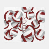 Maroon graue Volleyballs Mädcheneinrichtung Fleecedecke (Vorderseite (Horizontal))