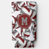 Maroon graue Volleyballs Muster w Spieler Monogram Selters Dosenkühler (Vorderseite)