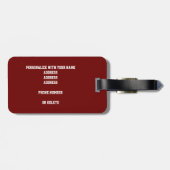 Maroon Grauen Mannschaftsfarben mit Monogramm Bask Gepäckanhänger (Rückseite horizontal)