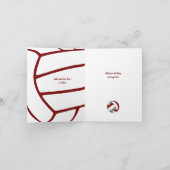 Maroon grauen Volleyball Geburtstag oder Glückwuns Karte (Innenseite)