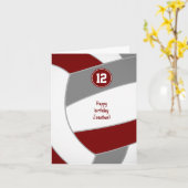 Maroon grauen Volleyball Geburtstag oder Glückwuns Karte (Gelbe Blume)