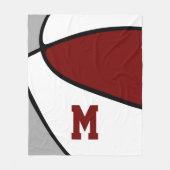 Maroon Grauer Basketballteam mit Monogramm Fleecedecke (Vorderseite)
