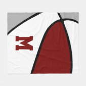 Maroon Grauer Basketballteam mit Monogramm Fleecedecke (Vorderseite (Horizontal))