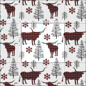 Maroon & Gray Buffalo Kariertes Muster Stoff (Kachel)