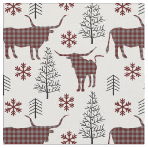 Maroon & Gray Buffalo Kariertes Muster Stoff