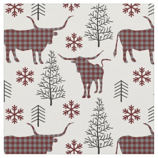 Maroon & Gray Buffalo Kariertes Muster Stoff (Nahaufnahme)