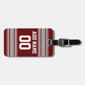 Maroon Gray Football Jersey Individuelle Name Numb Gepäckanhänger (Vorderseite horizontal)