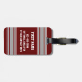 Maroon Gray Football Jersey Individuelle Name Numb Gepäckanhänger (Rückseite horizontal)