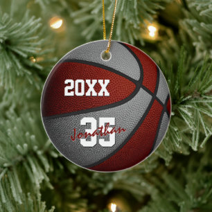 maroon gray team colors keepsake basketball keramik ornament