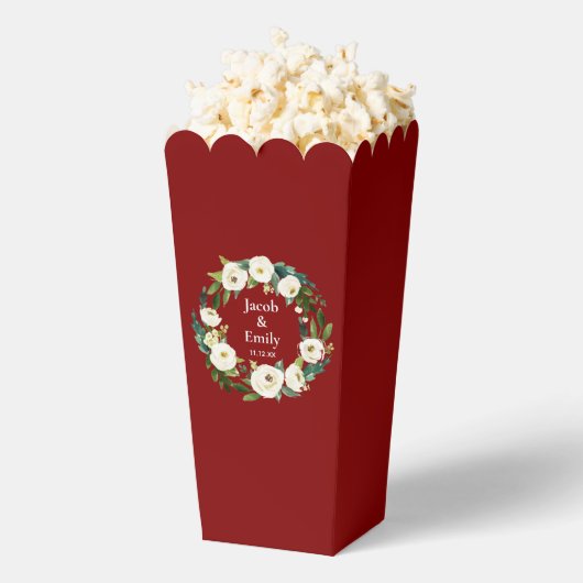 Maroon Greenery Personalisierte Namen Datum Hochze Geschenkschachtel (Geplatzt)